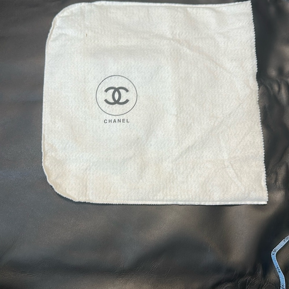CHANEL White, Logo Dust Bag for long wallet